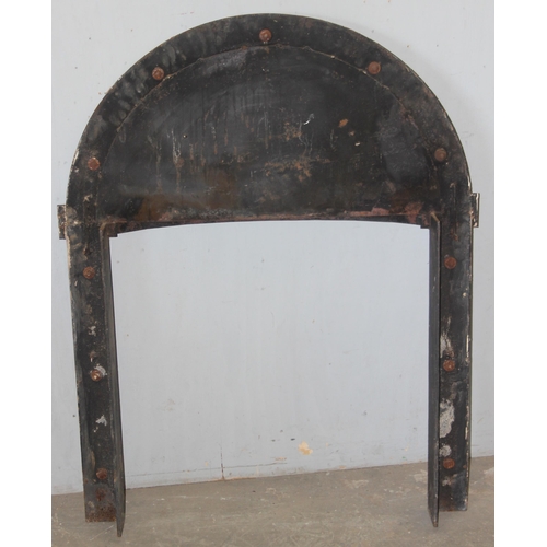 105 - Antique style cast and wrought iron fire surround, one of two in the sale, approx 93cm W x 120cm H