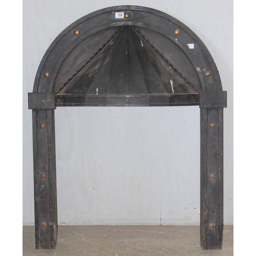 105A - Antique style cast and wrought iron fire surround, one of two in the sale, approx 93cm W x 120cm H