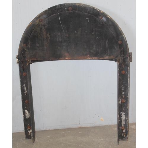 105A - Antique style cast and wrought iron fire surround, one of two in the sale, approx 93cm W x 120cm H