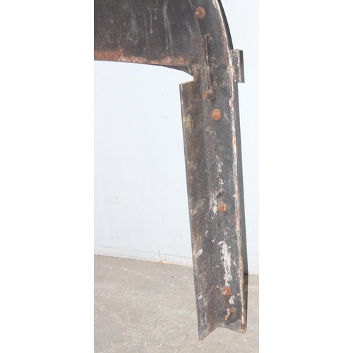 105A - Antique style cast and wrought iron fire surround, one of two in the sale, approx 93cm W x 120cm H