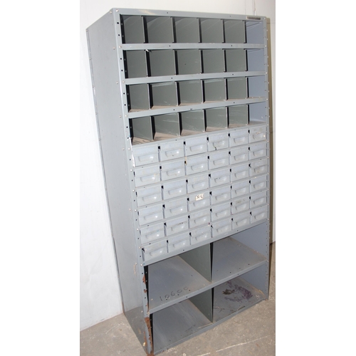 112 - A vintage J.W. Whittle grey painted metal engineers wall cabinet, comprising of various pigeon hole ... 