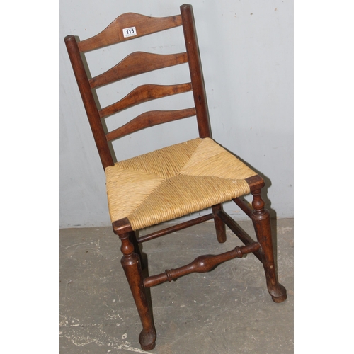 115 - 2 Arts & Crafts style rush seated chairs