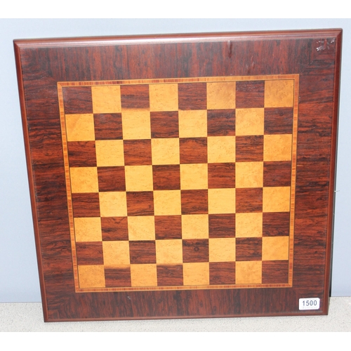 1500 - A vintage good quality inlaid wooden chess board, approx 57cm square