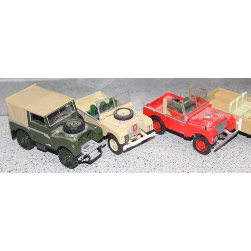 1515 - Qty of assorted toy vehicles mainly Land Rovers to inc Merlin