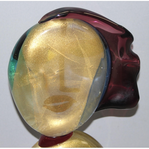 1610 - Alessandro Barbaro for Murano, a Picasso style mid-century glass head formed as a female, indistinct... 