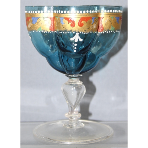 1617 - Antonio Salviati & Co, a harlequin trio antique quatrefoil enamelled drinking glasses, circa 1880, e... 