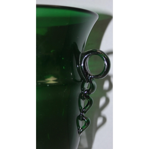 1621 - Possibly Edvin Ollers (1888-1959) for Kosta Glass - a dark green glass vase with central horizontal ... 