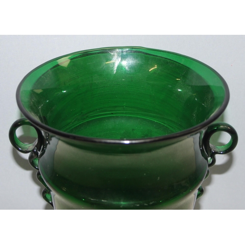 1621 - Possibly Edvin Ollers (1888-1959) for Kosta Glass - a dark green glass vase with central horizontal ... 