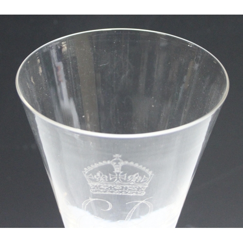 1623 - Likely William J Wilson for Whitefrairs Glass, a large Edward VIII 1937 commemorative glass with eng... 