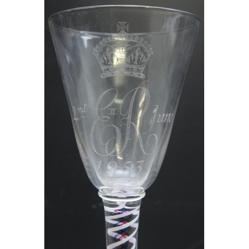 1626 - Likely William J Wilson for Whitefrairs Glass, a large Elizabeth II 1953 commemorative glass with en... 