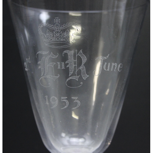 1627 - Likely William J Wilson for Whitefrairs Glass, a large Elizabeth II 1953 commemorative glass with en... 