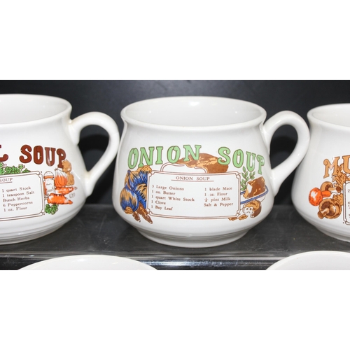 1704 - 9 assorted vintage soup recipe mugs