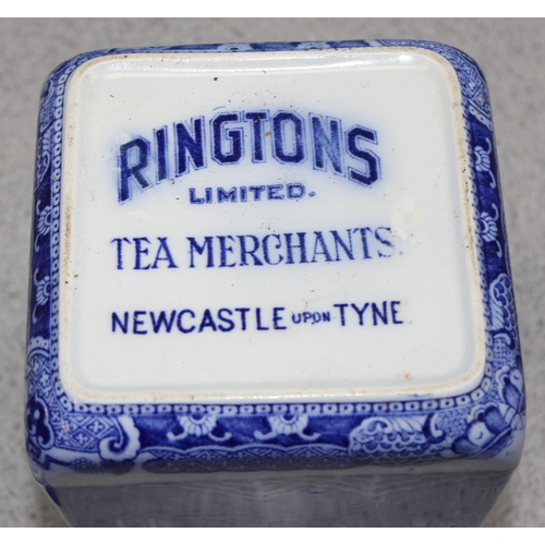 1705 - Mixed lot of antique and later china to include meat platters and Ringtons blue and white tea caddy,... 