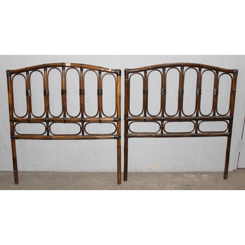 19 - A pair of retro bamboo single bed headboards, each approx 98cm wide x 110cm tall