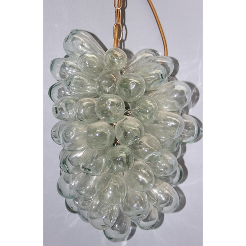 235 - Vintage blown glass pendant chandelier, formed as a bunch of grapes, approx 40cm tall