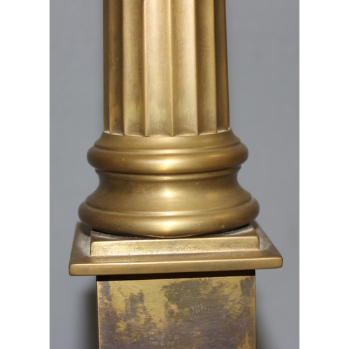 238 - A pair of Laura Ashley brass Corinthian column table lamps with shades, each approx 65cm tall