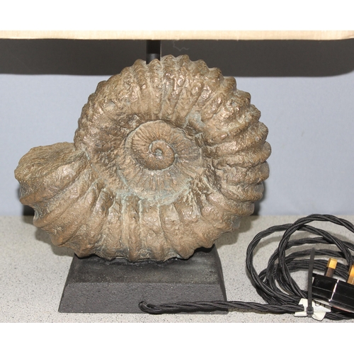 240 - A vintage style table lamp formed as an Ammonite fossil by David Hunt lighting, approx 46cm tall