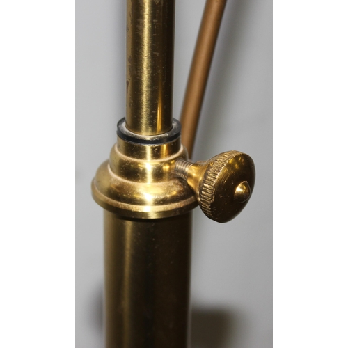 242 - A brass standard lamp with adjustable shade by Christopher Wray, approx 160cm tall