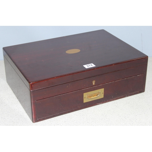 274 - An antique mahogany collectors box with green baize lined interior, approx 47cm x 33cm x 16cm