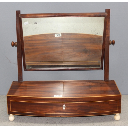 280 - A Georgian mahogany table top dressing mirror with superb quality fitted interior, approx 56cm wide ... 