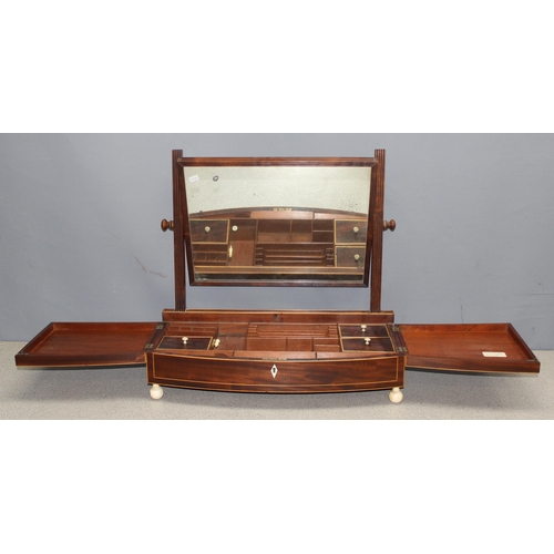 280 - A Georgian mahogany table top dressing mirror with superb quality fitted interior, approx 56cm wide ... 