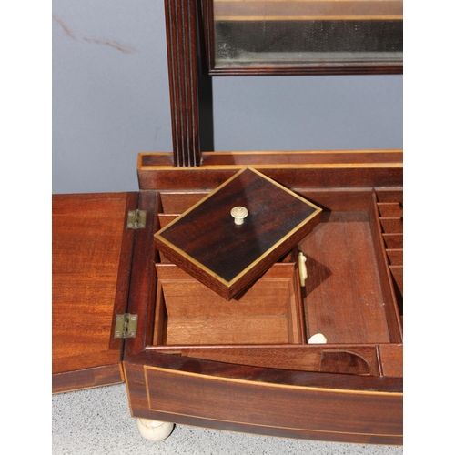 280 - A Georgian mahogany table top dressing mirror with superb quality fitted interior, approx 56cm wide ... 