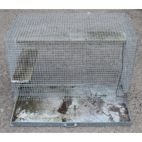 304 - Vintage wire animal cage, approx 92cm wide x 46cm deep x 62cm tall