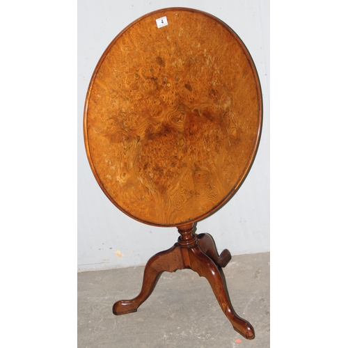 4 - An unusual Georgian burrwood tilt top 