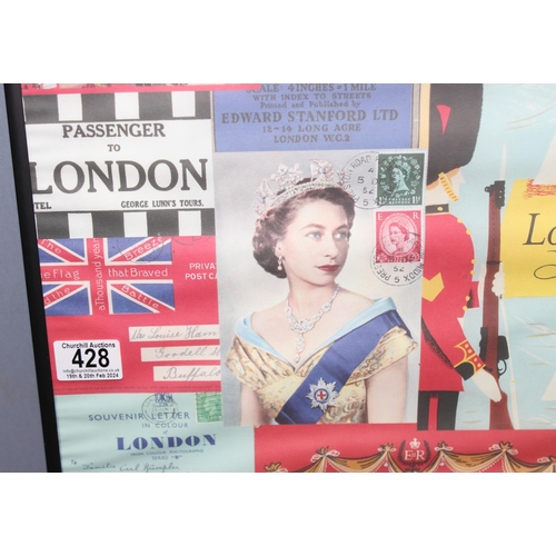 428 - Retro style London advertising display poster, approx 51cm W x 70cm H