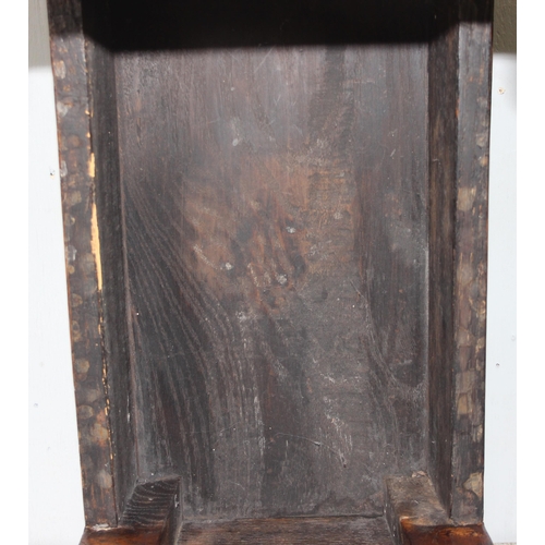 6 - An antique carved oak joint or coffin stool, 1 of 2 very similar in the sale, approx 46cm wide x 28c... 