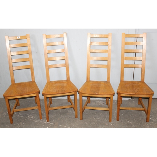 66 - A set of 4 excellent quality modern dining chairs, blonde Ercol style finish with oak or elm constru... 