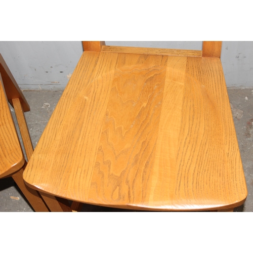 66 - A set of 4 excellent quality modern dining chairs, blonde Ercol style finish with oak or elm constru... 