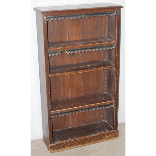 72 - An antique mahogany bookcase with leather dust flaps, approx 73cm wide x 27cm deep x 135cm tall