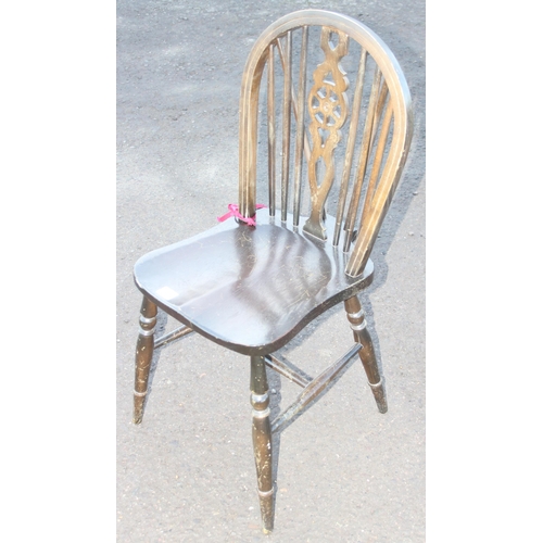 97 - A set of 6 vintage wheel back country kitchen chairs