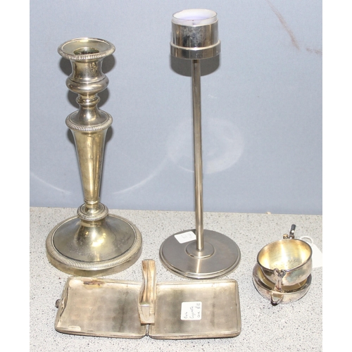 1009 - Qty of silver plated and other items to include carving trays and candle sticks, approx 5kg