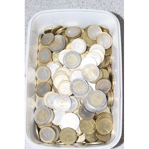 1213 - A large qty of assorted mixed Euro coins, approx 2.2kg gross