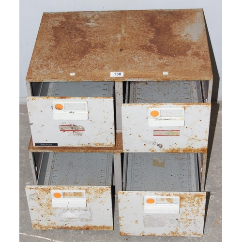 130 - 2 distressed metal 2 drawer filing units