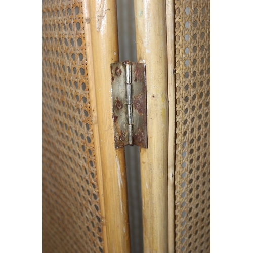 131 - A vintage bamboo and bergere room divider screen, approx 136cm wide x 183cm tall