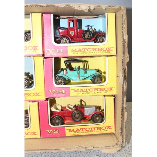 1524 - 7 vintage matchbox boxed cars to include 1909 Opel coupe and 1912 Packard Landaulet