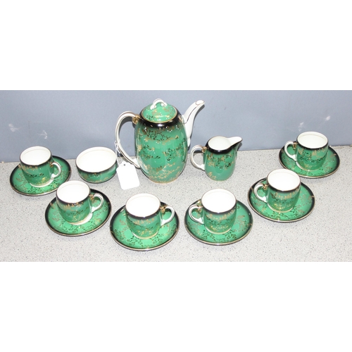 1661 - Royal Grafton 6 person coffee set with green and gilt floral design