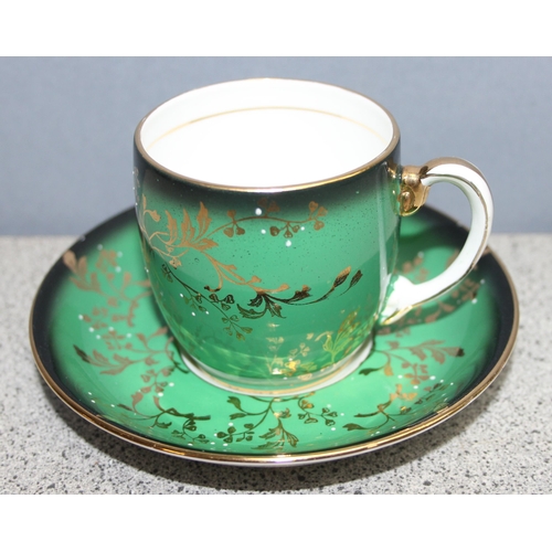 1661 - Royal Grafton 6 person coffee set with green and gilt floral design