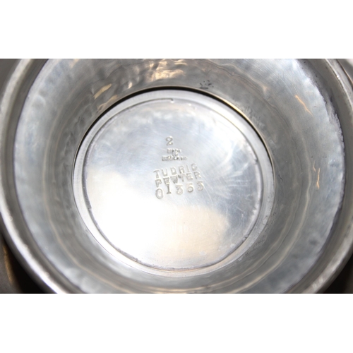 1022 - A vintage Tudric pewter for Liberty of London shallow hammered pewter bowl, pattern 01353 & a Roundh... 