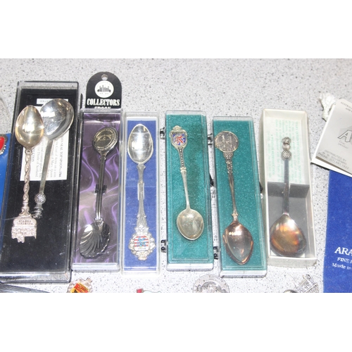 1023 - Qty of mixed silver-plated collectors spoons, some boxed, approx 890g gross