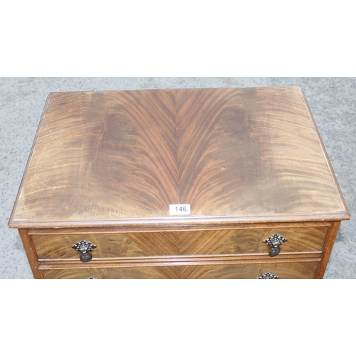 146 - A 20th century Queen Anne style 3 drawer chest of drawers on cabriole legs, approx 63cm W x 43cm D x... 