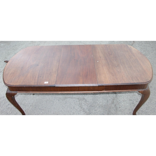 147 - An antique mahogany extending dining table with single extension and handle, approx 146cm W x 90cm D... 