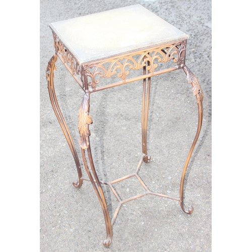 156 - A set of 3 graduated distressed metal jardinière or plant stands, the largest approx 32cm square x 7... 