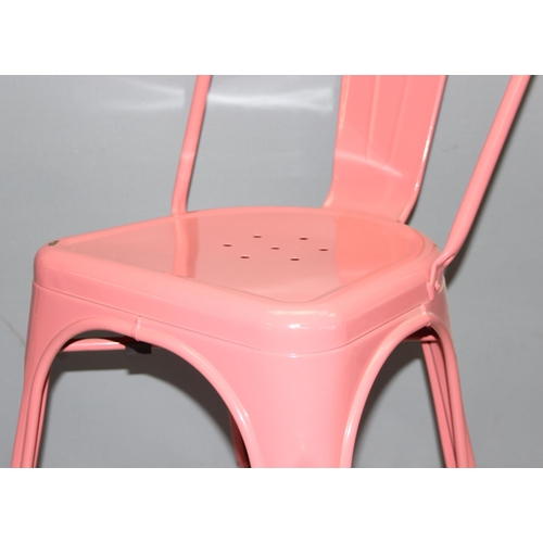 157 - Vintage industrial steel framed cafe/restaurant chair in pink