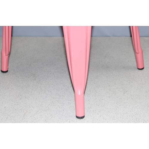 157 - Vintage industrial steel framed cafe/restaurant chair in pink