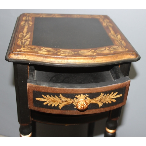 158 - Pair of regency style hand painted night/side cabinets with dual drawers and undertiers to both, app... 