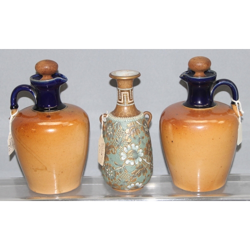 1659 - 2 vintage Royal Doulton stoneware jugs with wooden stoppers and a Doulton Slater's patent vase